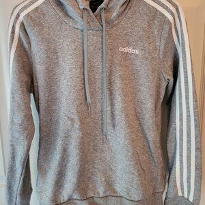 Adidas Womens Essentials 3-Stripe Hoodie,Grey/Heather White Small